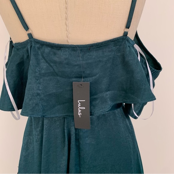 Lulus Moriah Emerald Green Satin Wrap Maxi Dress Emerald Green Medium - Picture 8 of 15